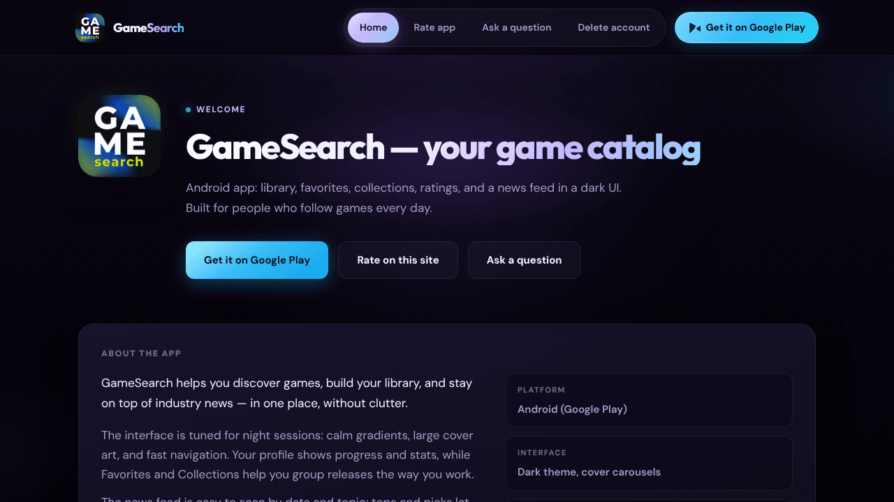 GameSearch: Game Library