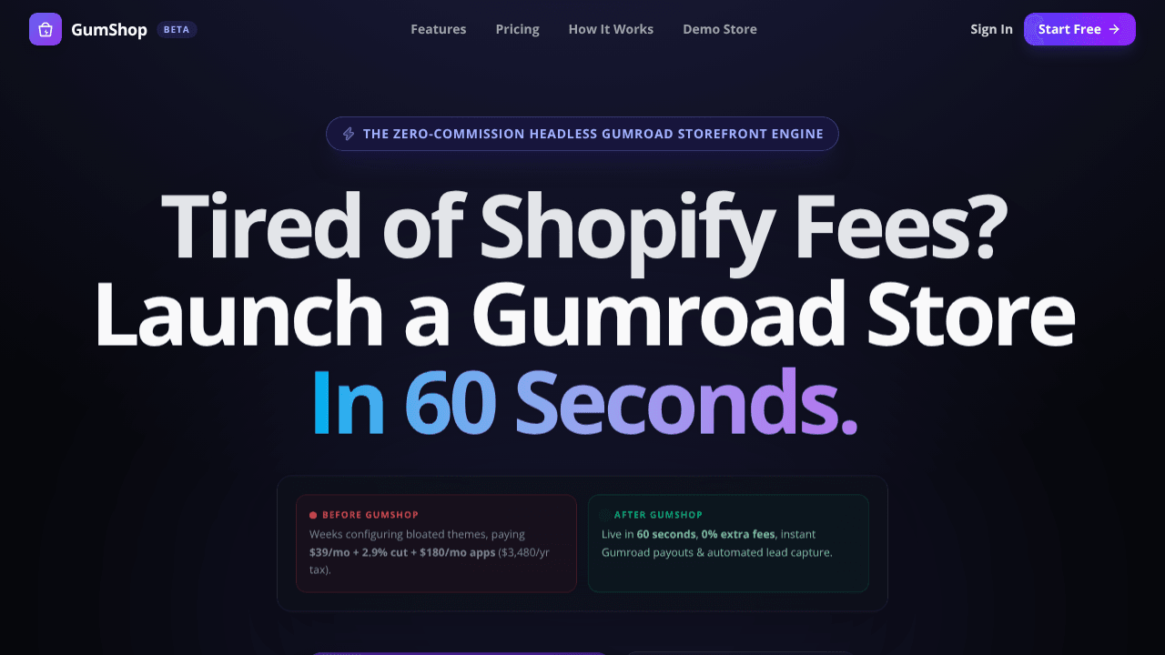 GumShop - Beautiful Gumroad Storefront. 