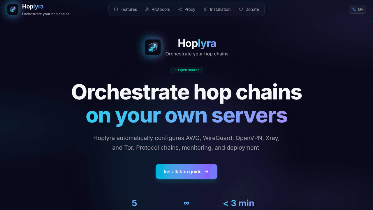 Hoplyra · Orchestrate your hop chains