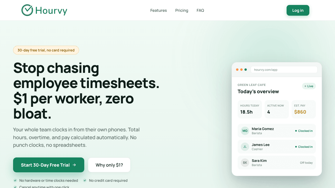 Hourvy — Payroll for Hourly Teams