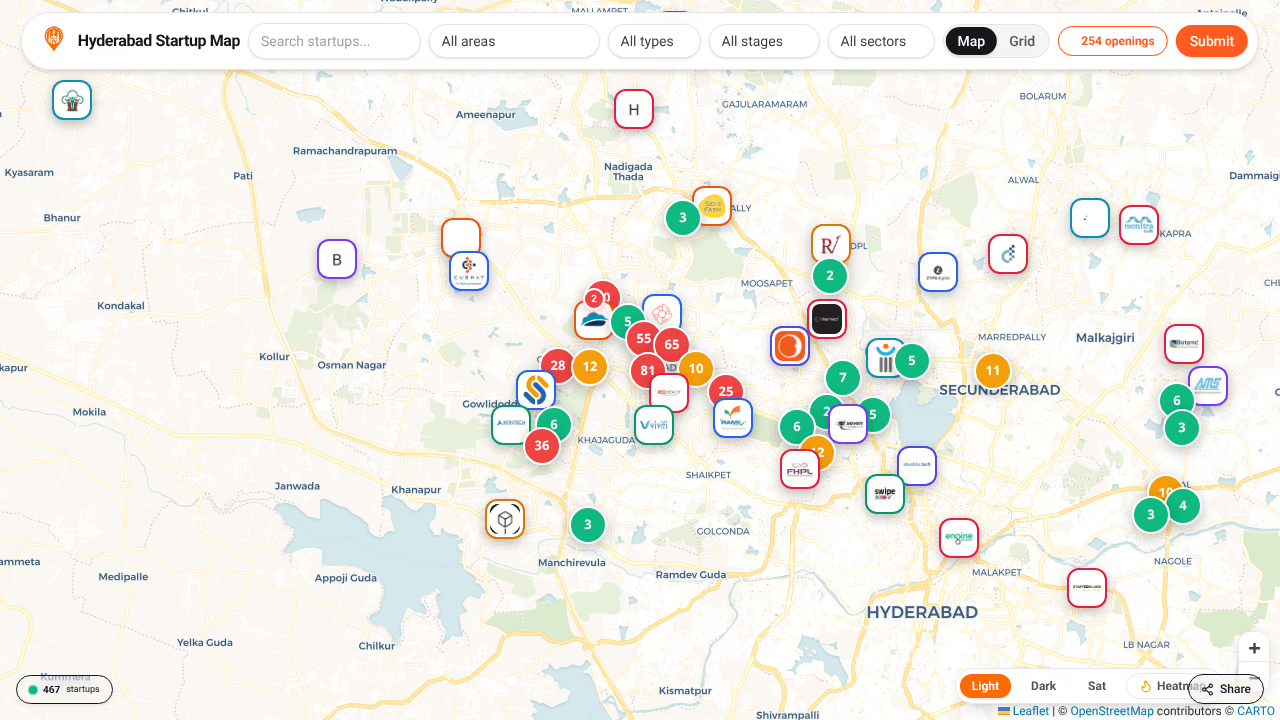 Hyderabad Startups Map