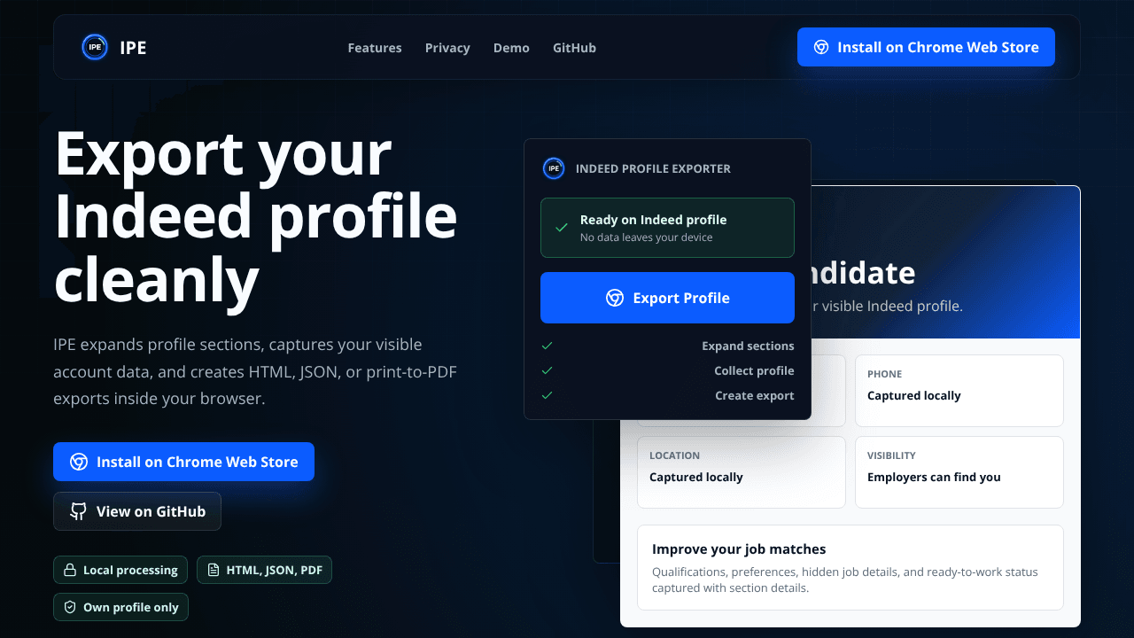 Indeed Profile Exporter