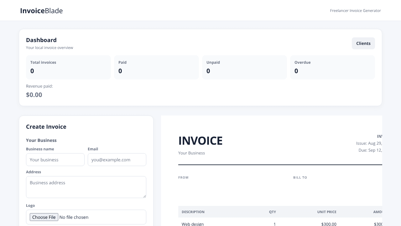 InvoiceBlade — Freelancer Invoice