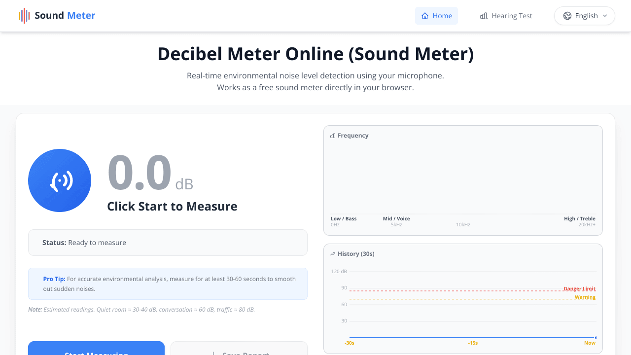 Sound Meter - Free Online Decibel Meter | Real-Time Noise Level Detection