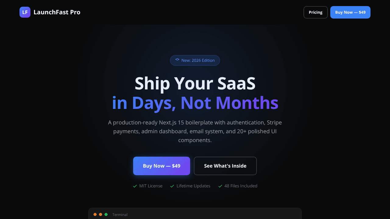 LaunchFast Pro — Ship Your SaaS in Days