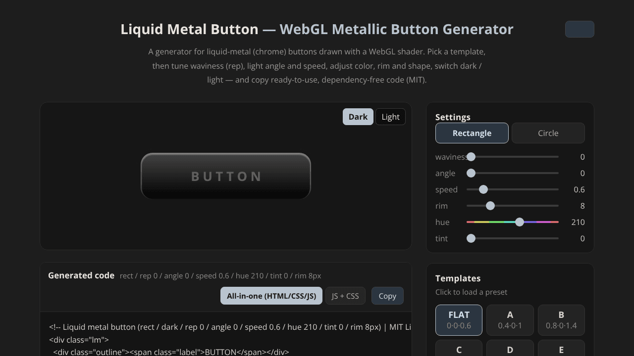 Liquid Metal Button Generator