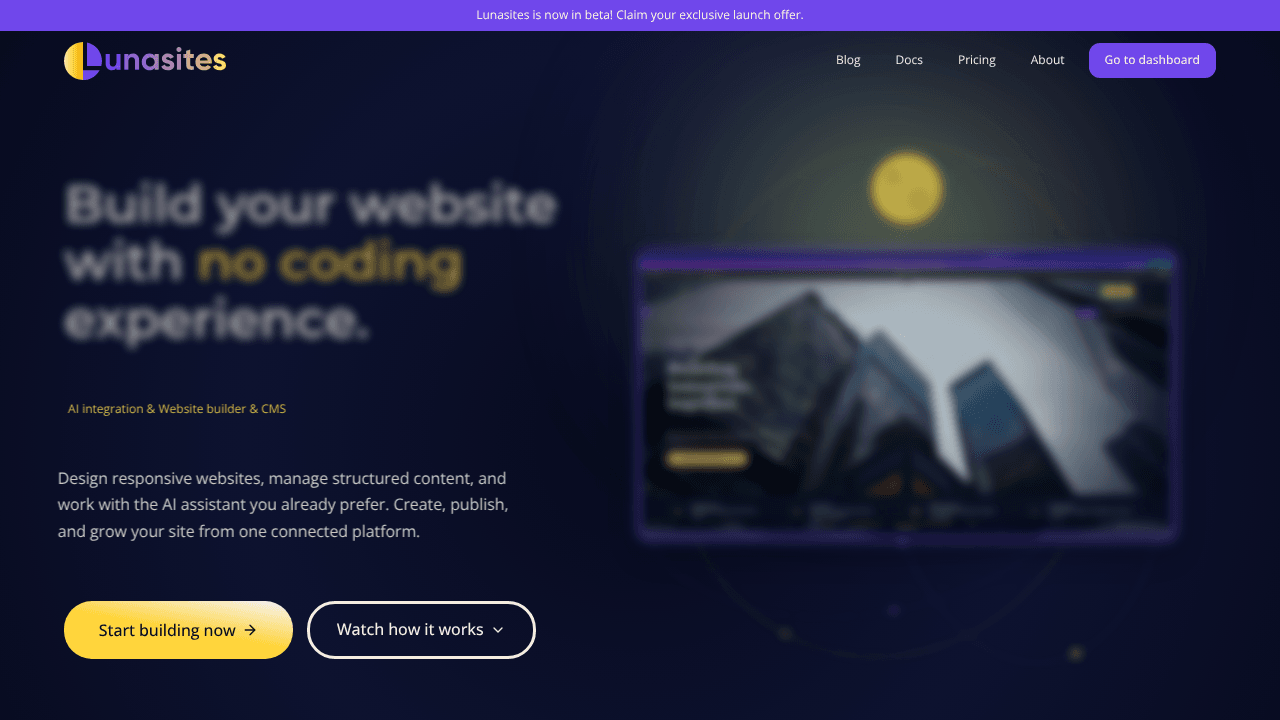 LunaSites! Website builder with MCP