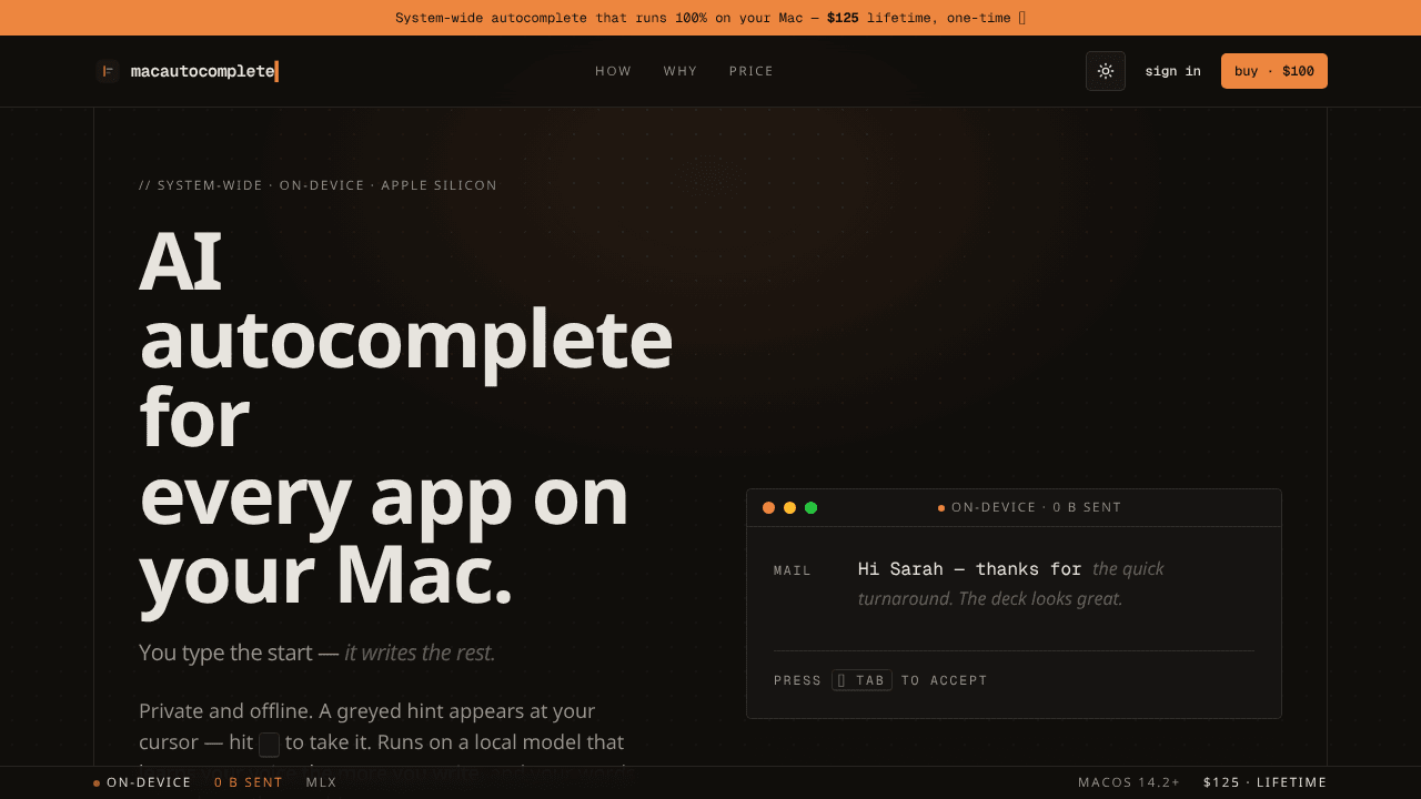 MacAutocomplete system-wide autocomplete