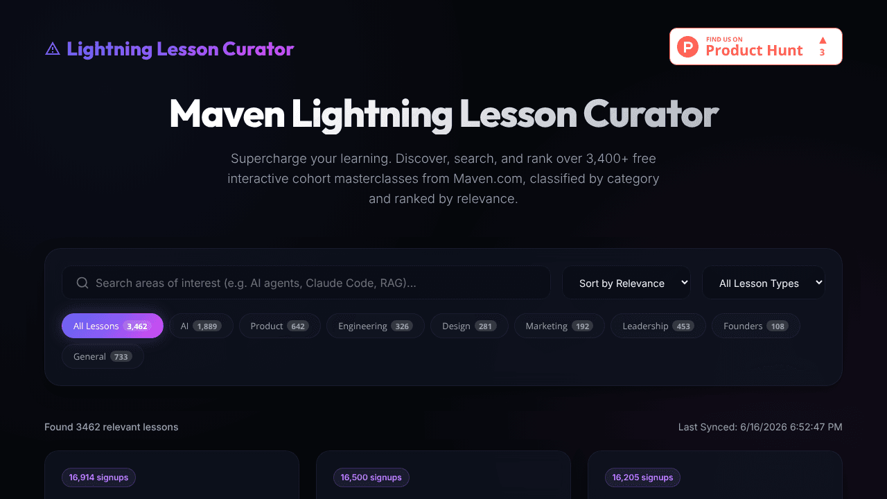 Maven Lightning Lesson Curator
