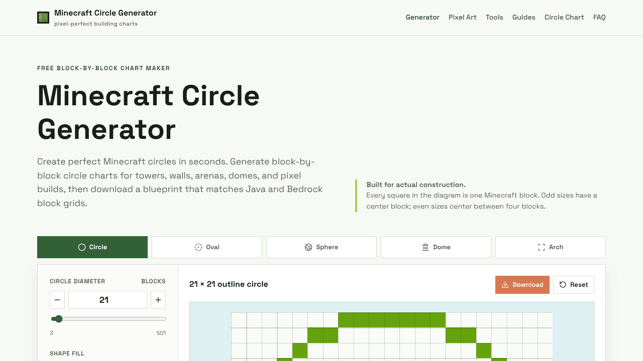 Minecraft circle generator