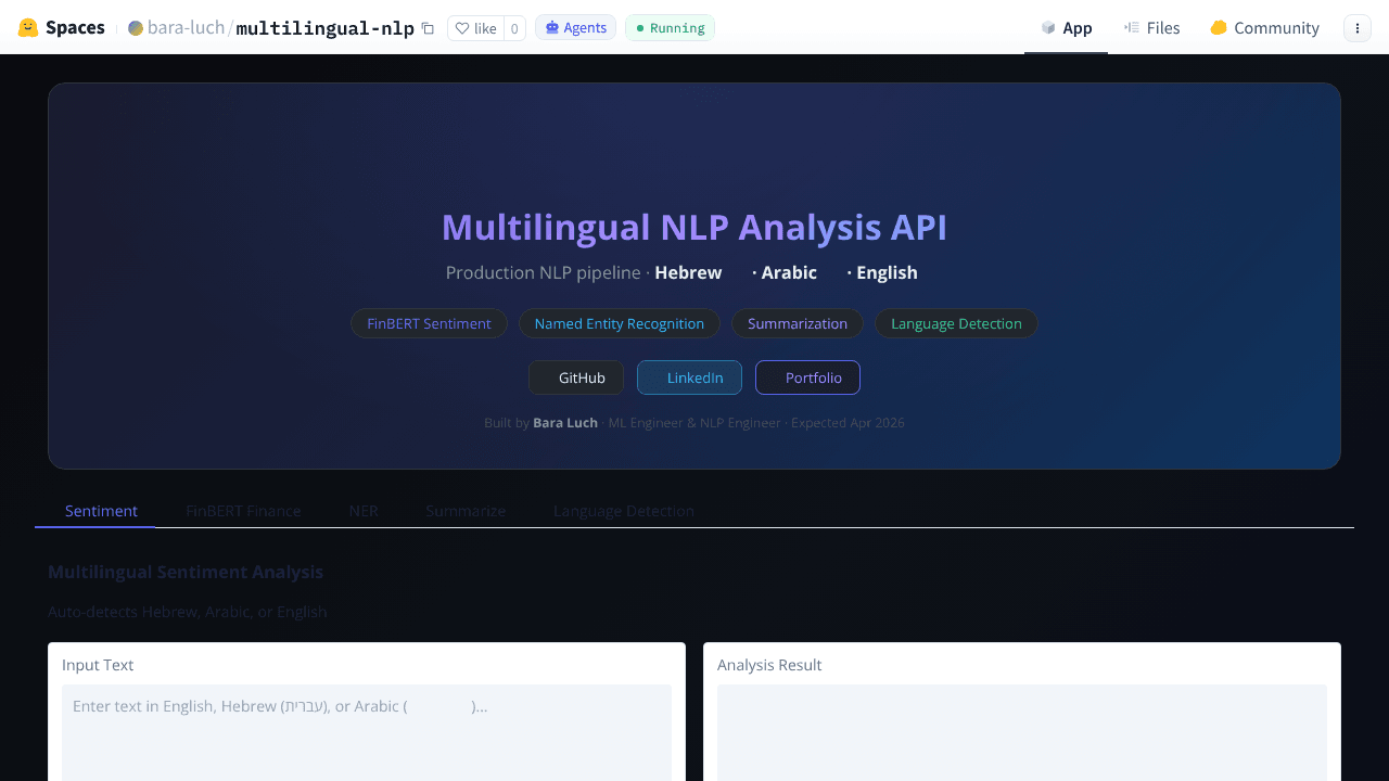 Multilingual NLP Analysis API