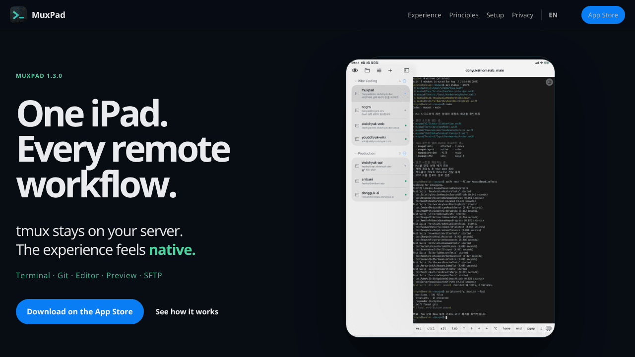 MuxPad — Native tmux terminal for Apple