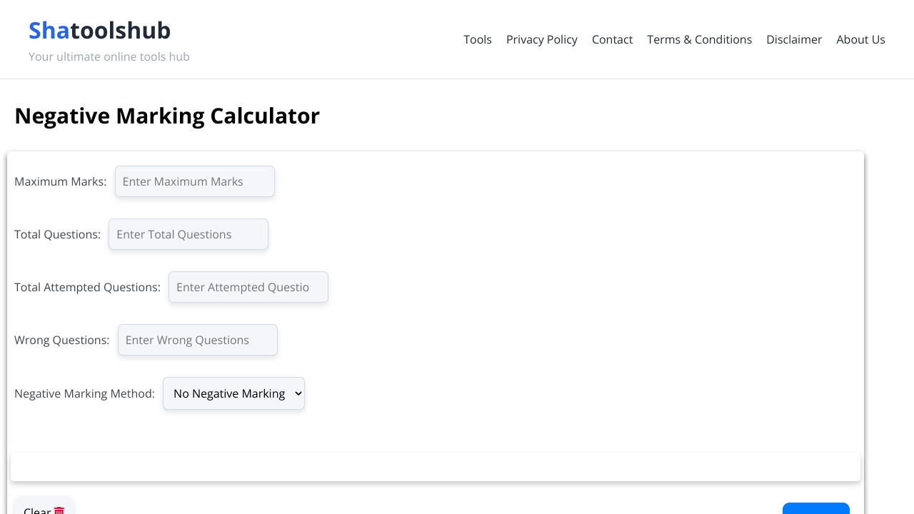 Negative Marking Calculator