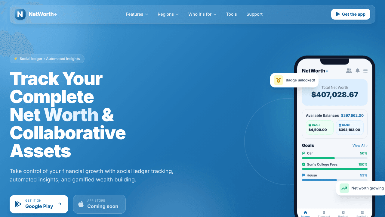 NetWorth+ | Net Worth Tracker