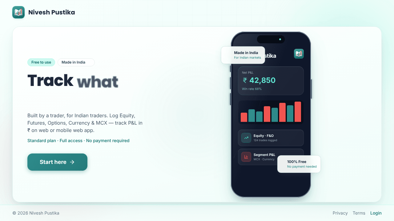 Nivesh Pustika — Track what you Trade