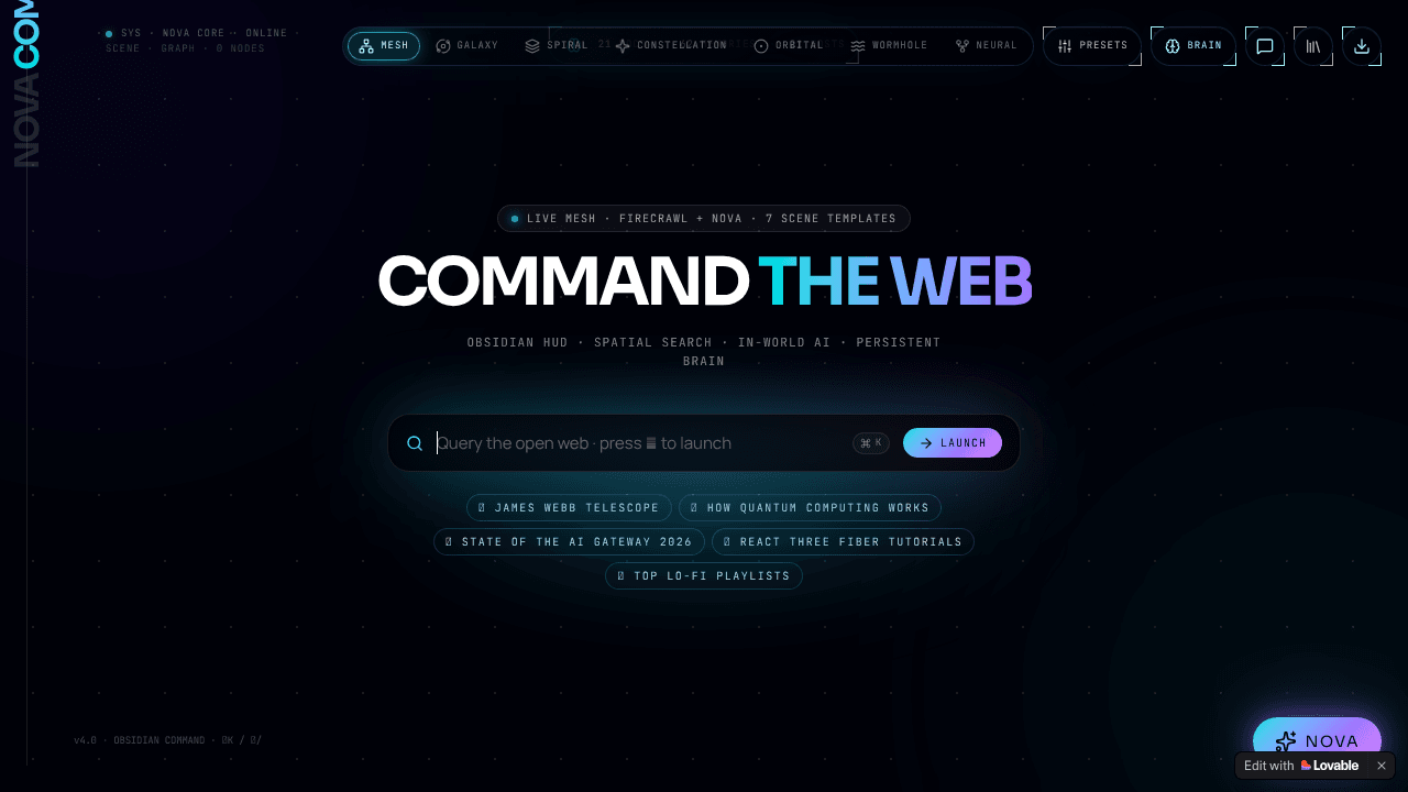 NOVA · Command Deck for the Open Web