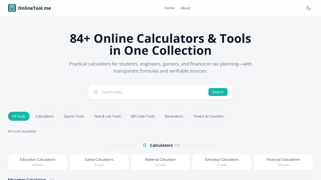 Online Calculators & Tools