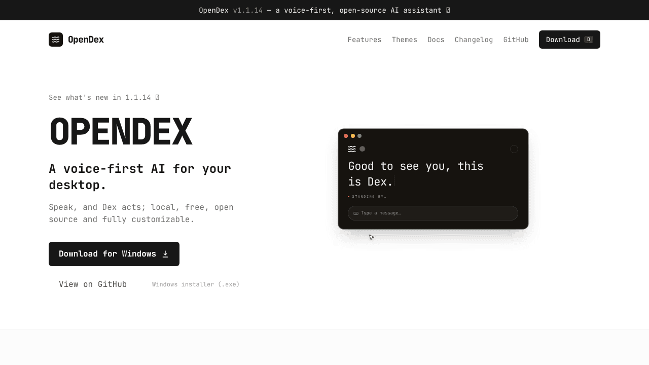 OpenDex – Open Source Voice AI
