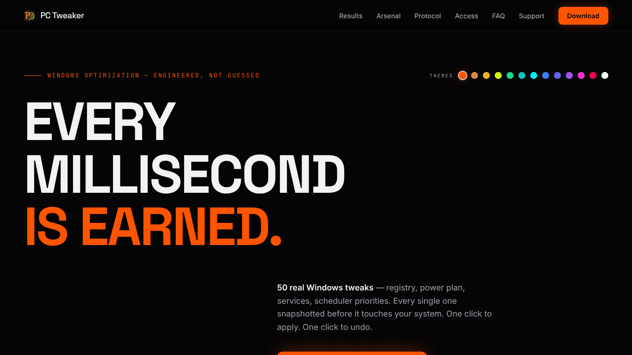 PC Tweaker — Every Millisecond Is Earned