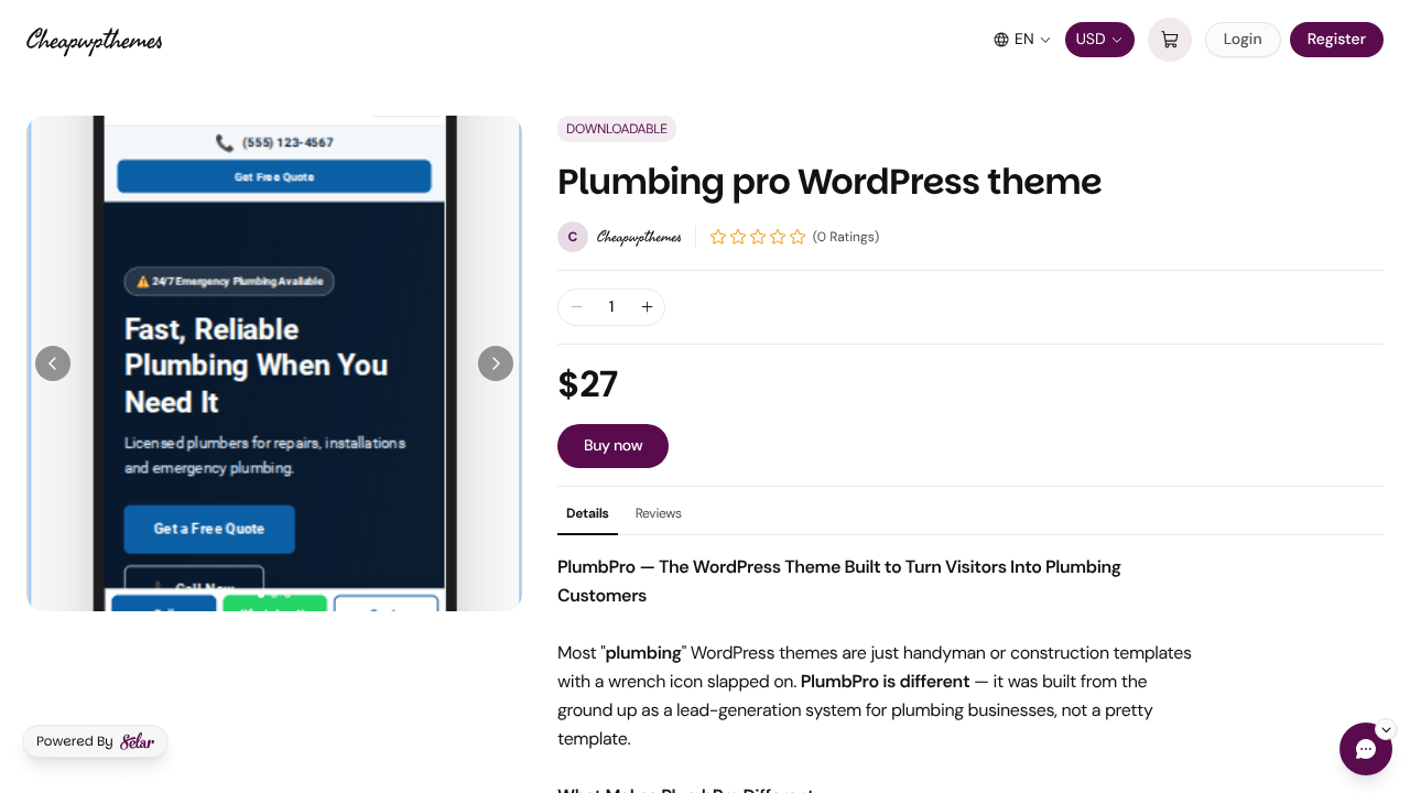 Plumbing pro WordPress theme
