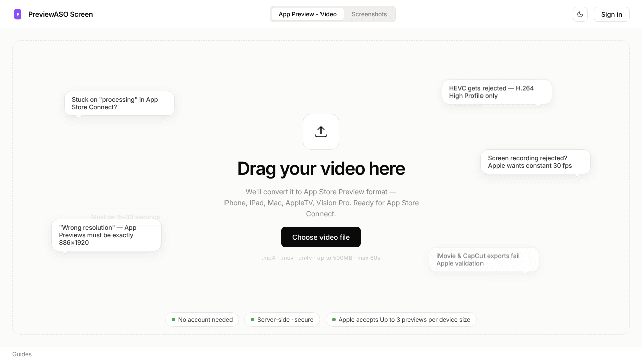 PreviewASO Screen