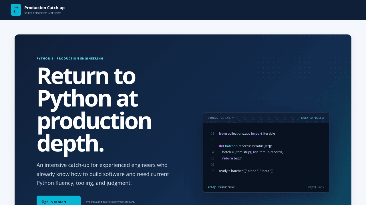 Python Production Catch-up