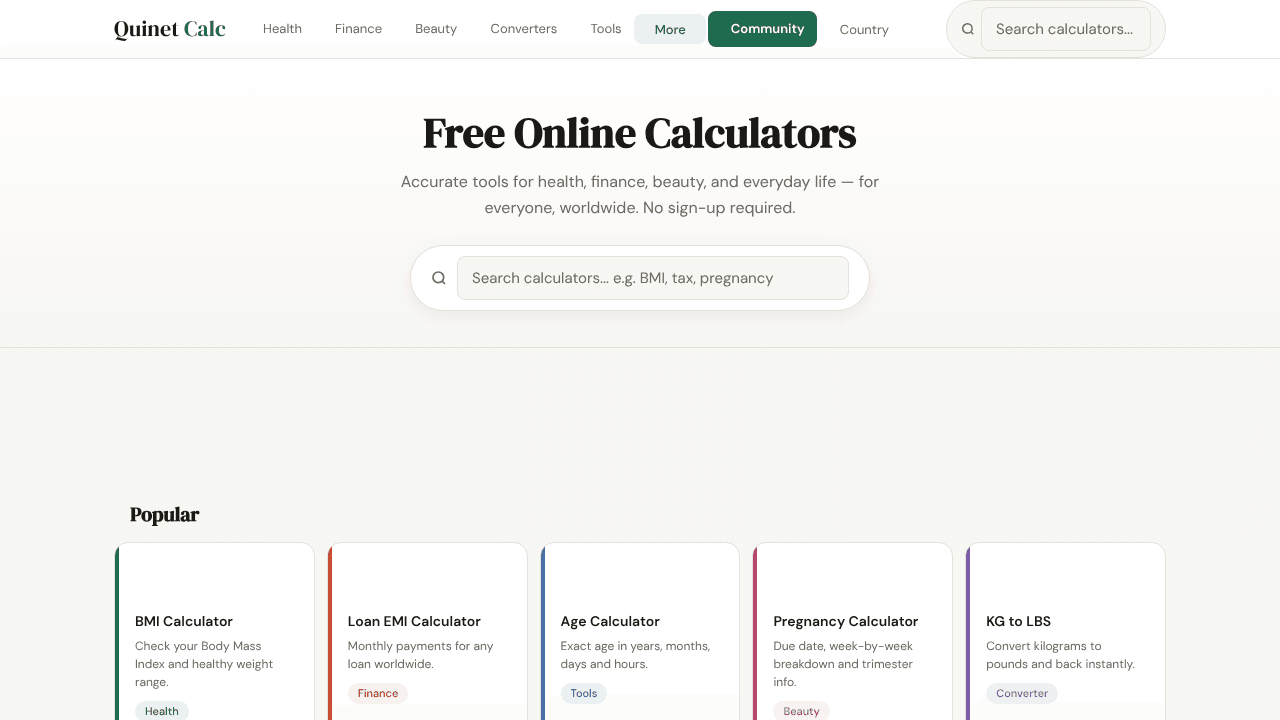 Quinet Calculator