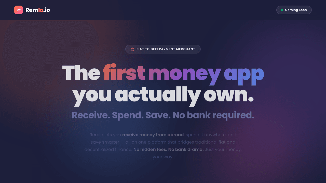 Remlo.io — Own Your Money, Your Rules