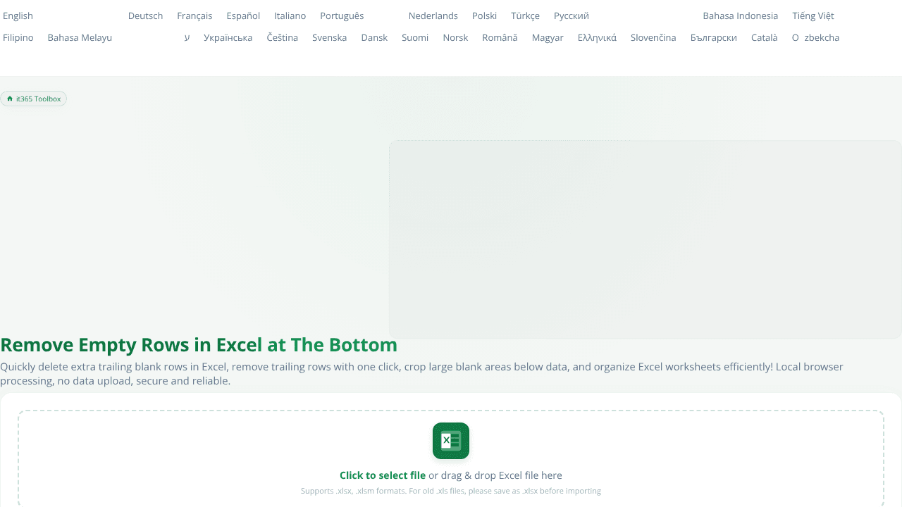 Remove Excel blank row,even millions row