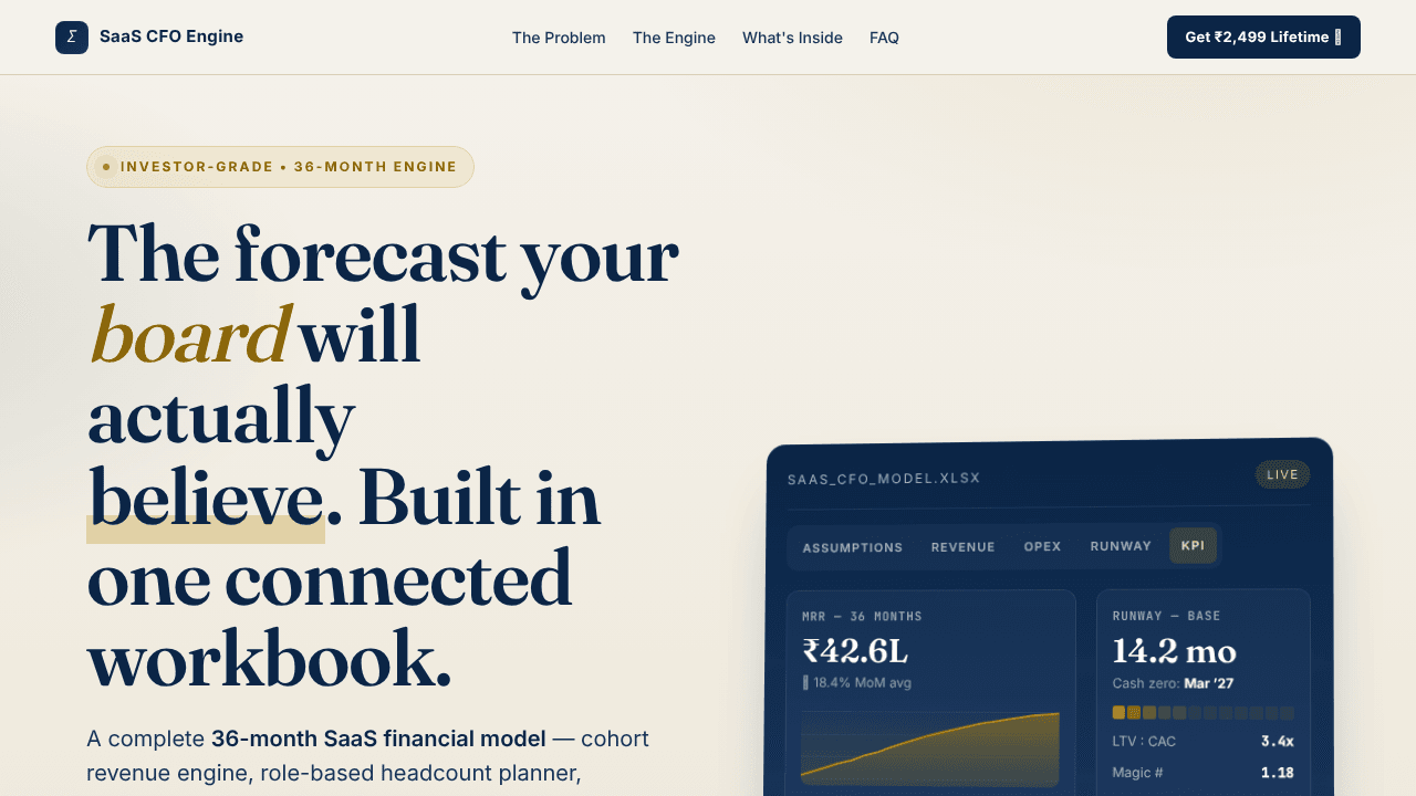 SaaS CFO Financial Model Engine-Investor