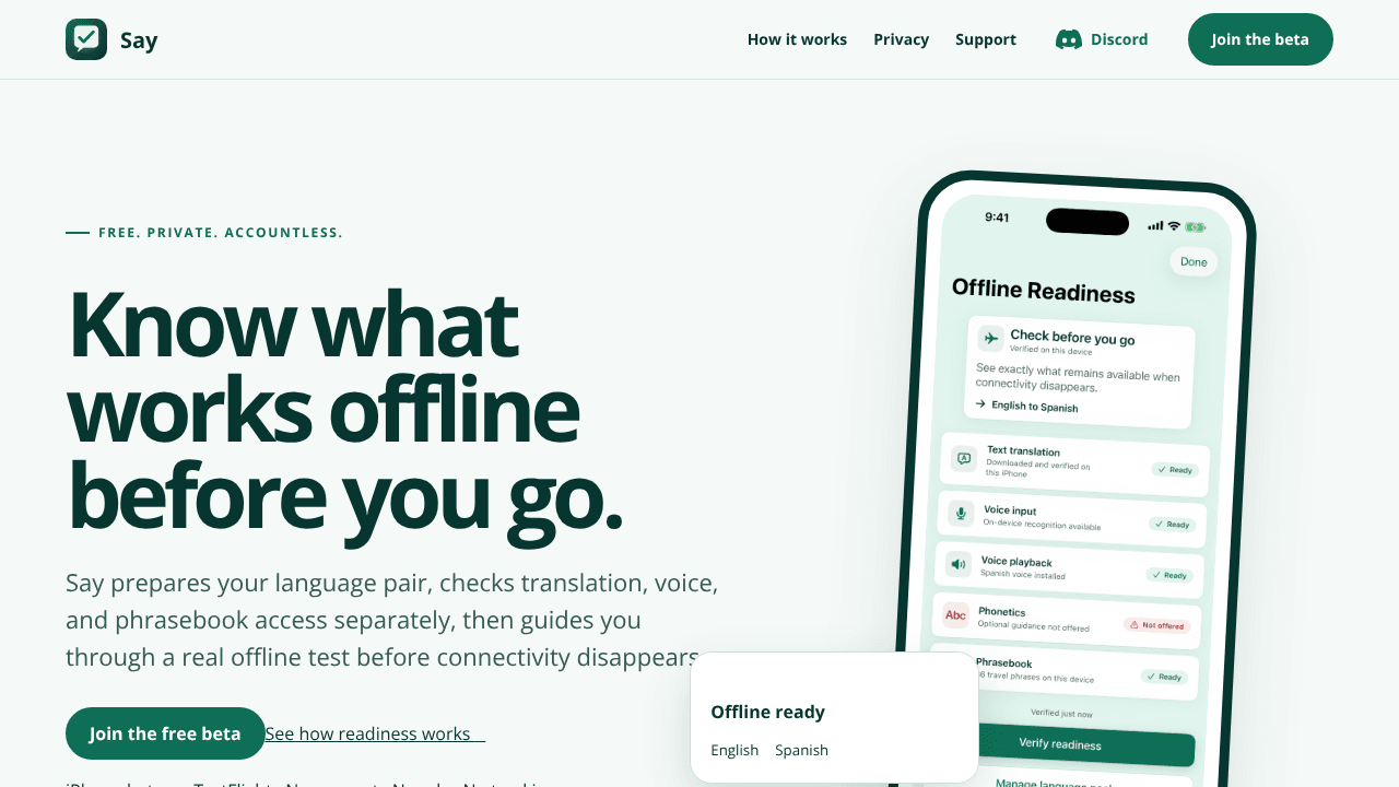 Say — Offline travel translator