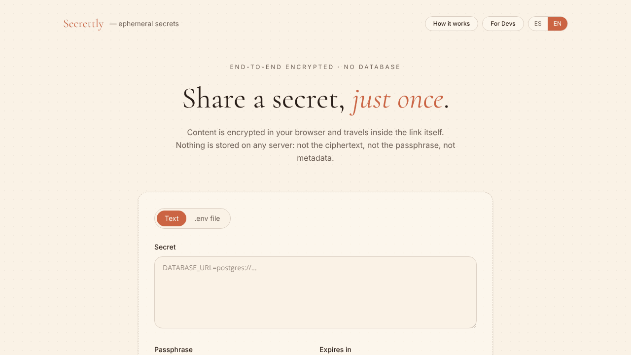 Secrettly - privacy for developer