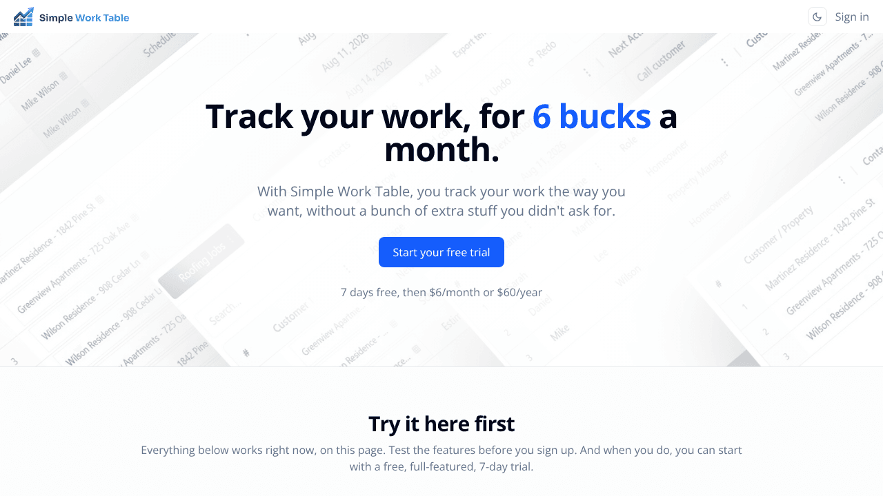 SimpleWorkTable.com [ lead tracker/CRM ]