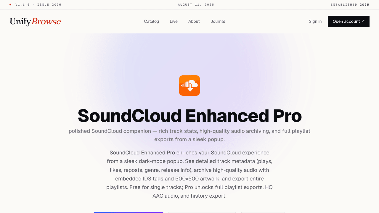 SoundCloud Enhanced Pro · UnifyBrowse