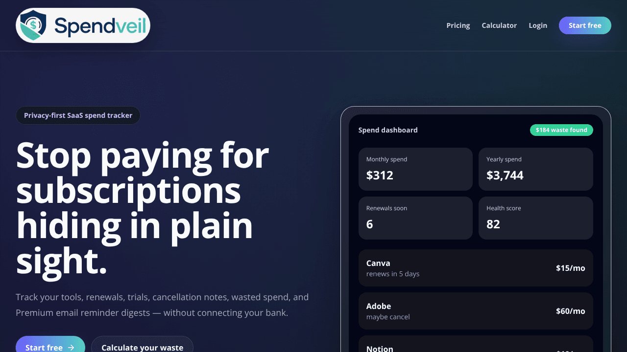 Spendveil — subscription tracker