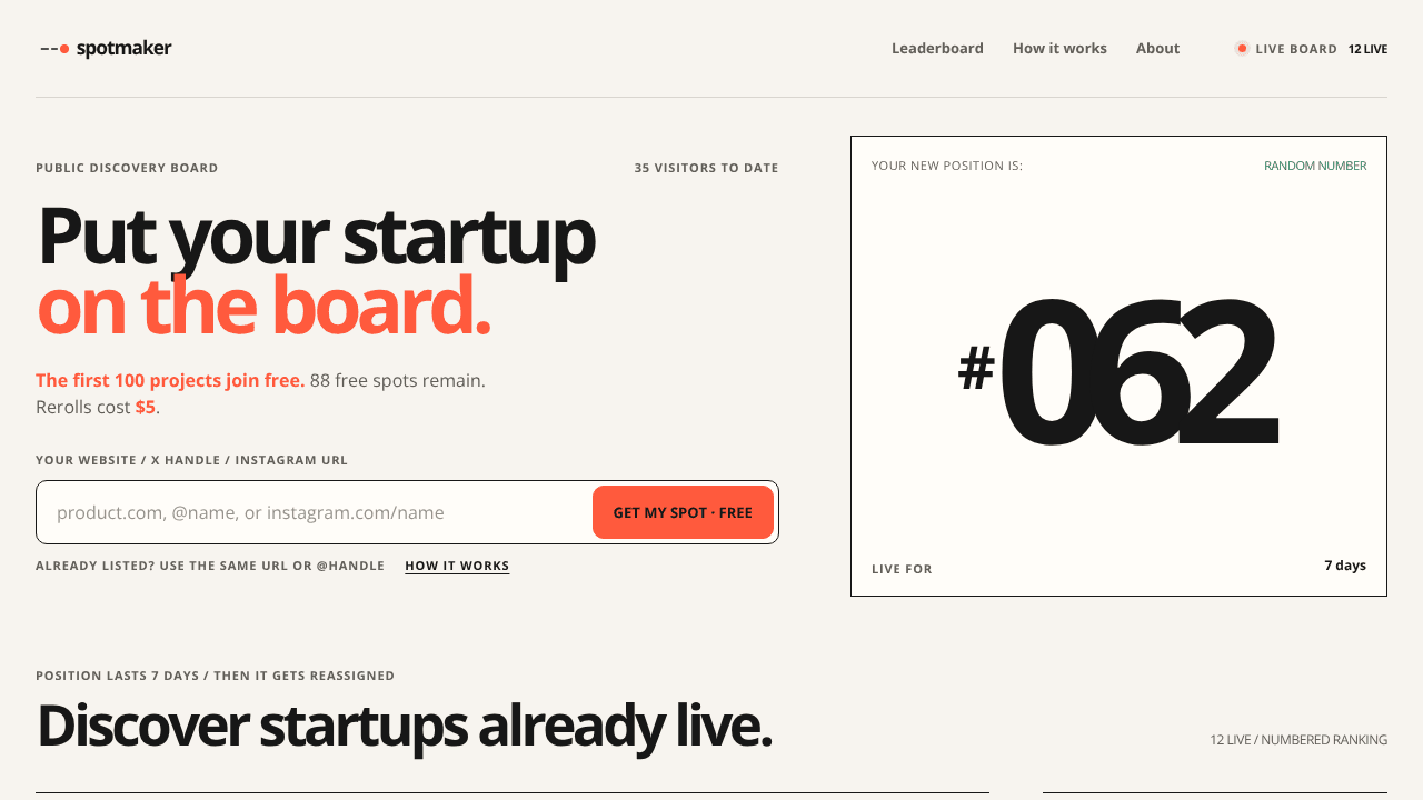 Spotmaker - Your startup on the board