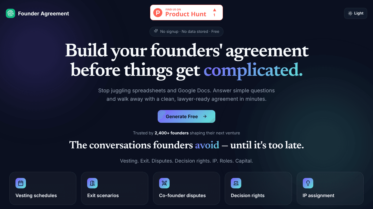 Startup Prenup Builder