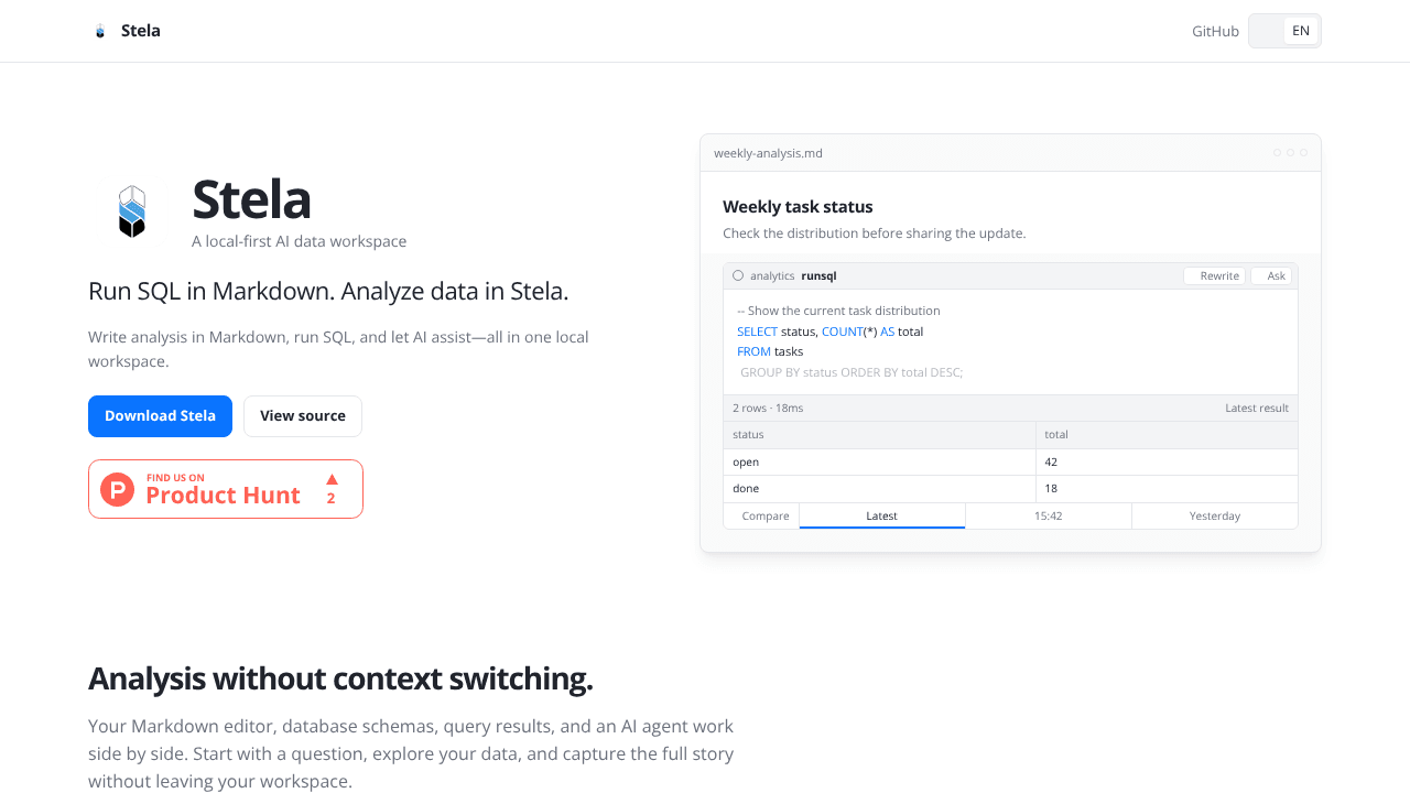 Stela — Data Analysis Workspace