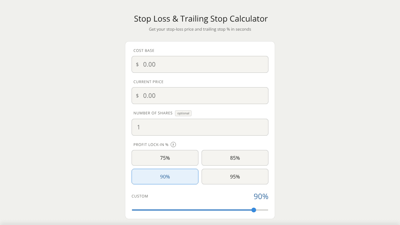 Stop Loss & Trailing Stop Calculator