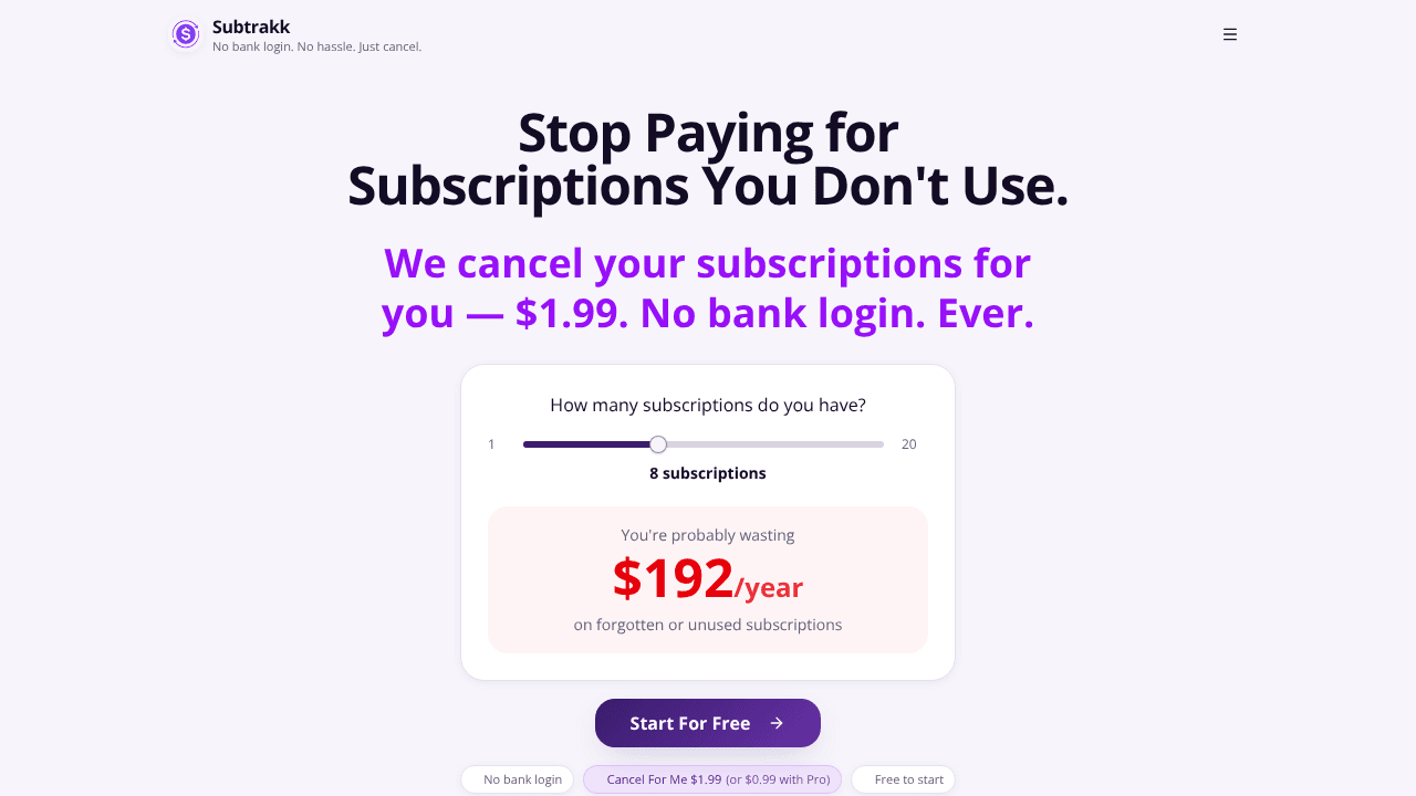 Subtrakk: Subscription Tracker/Canceller