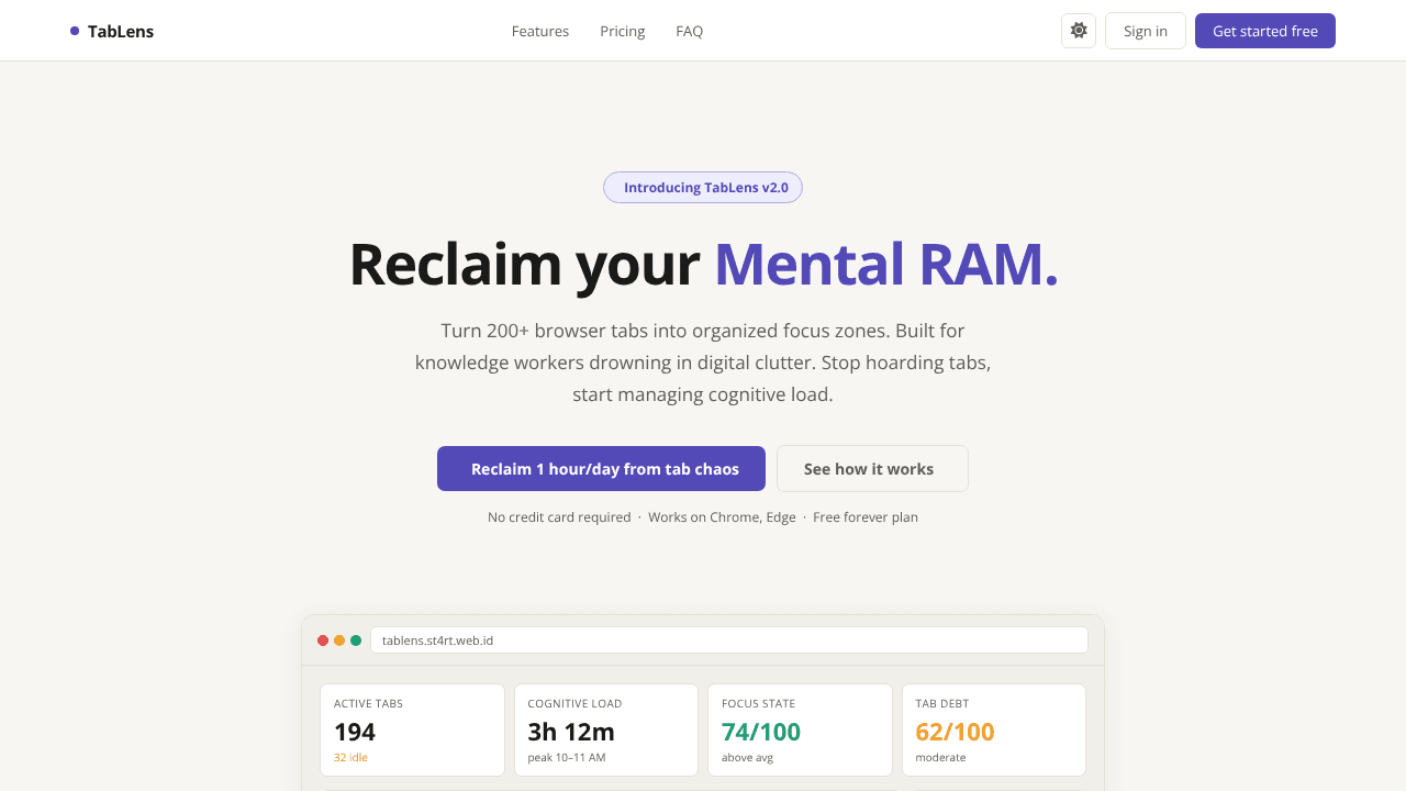 TabLens: Your browser tabs, organized.