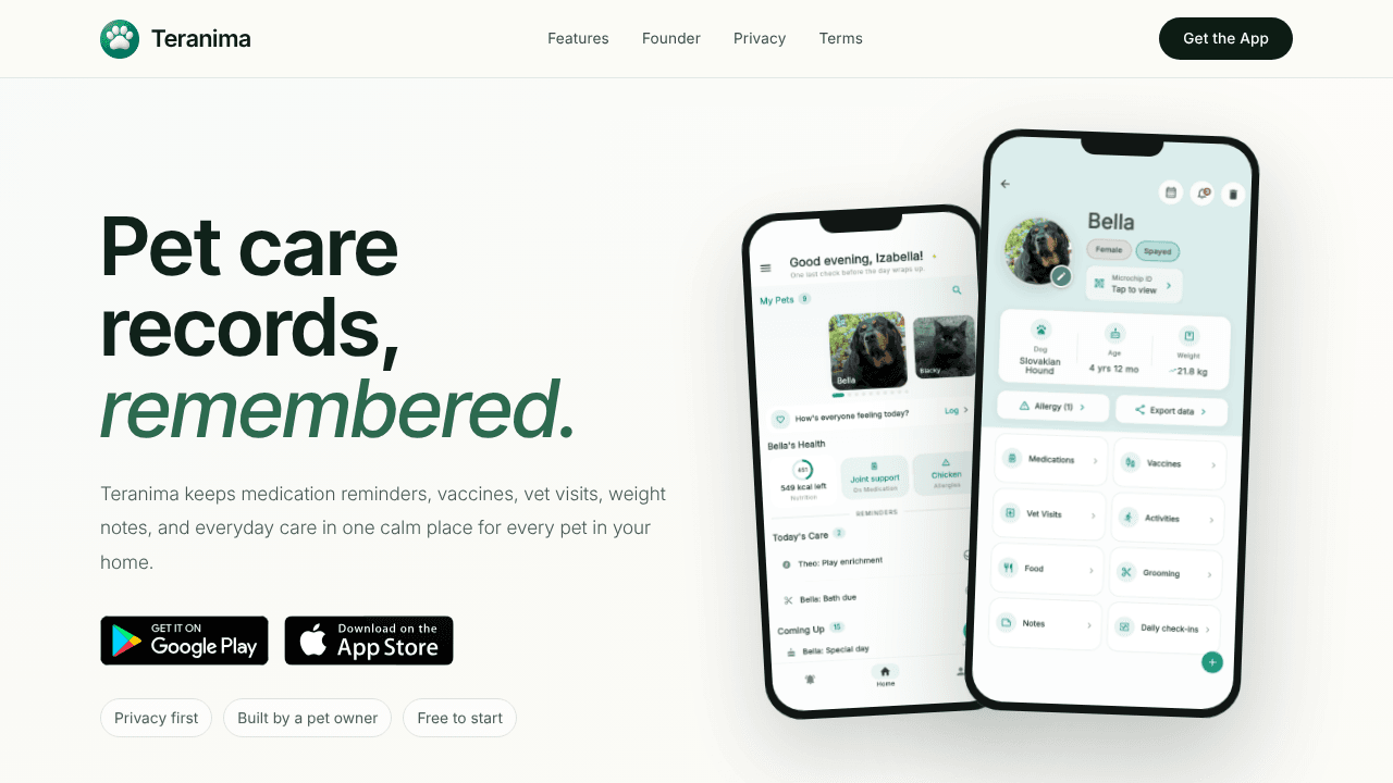 Teranima: Pet Care Tracker