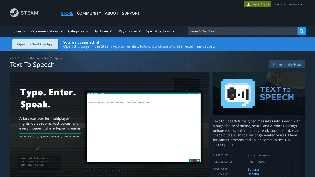 Text To Speech on Steam
