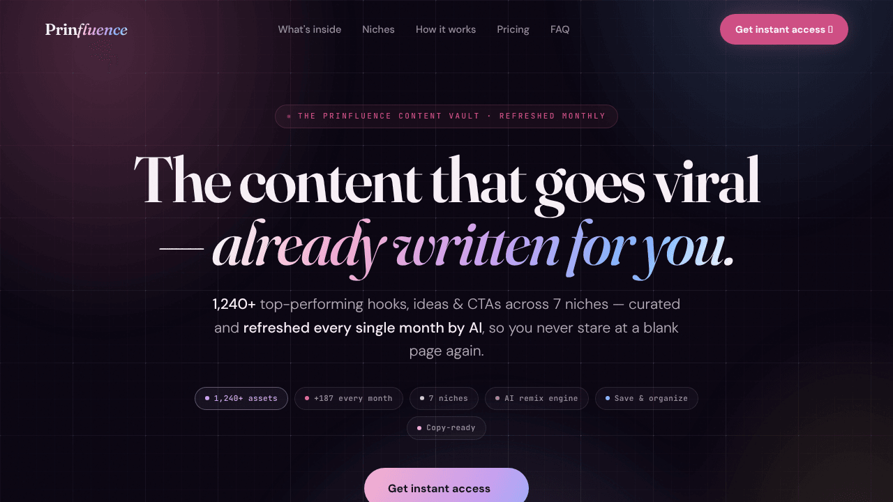 The Content Vault — Prinfluence