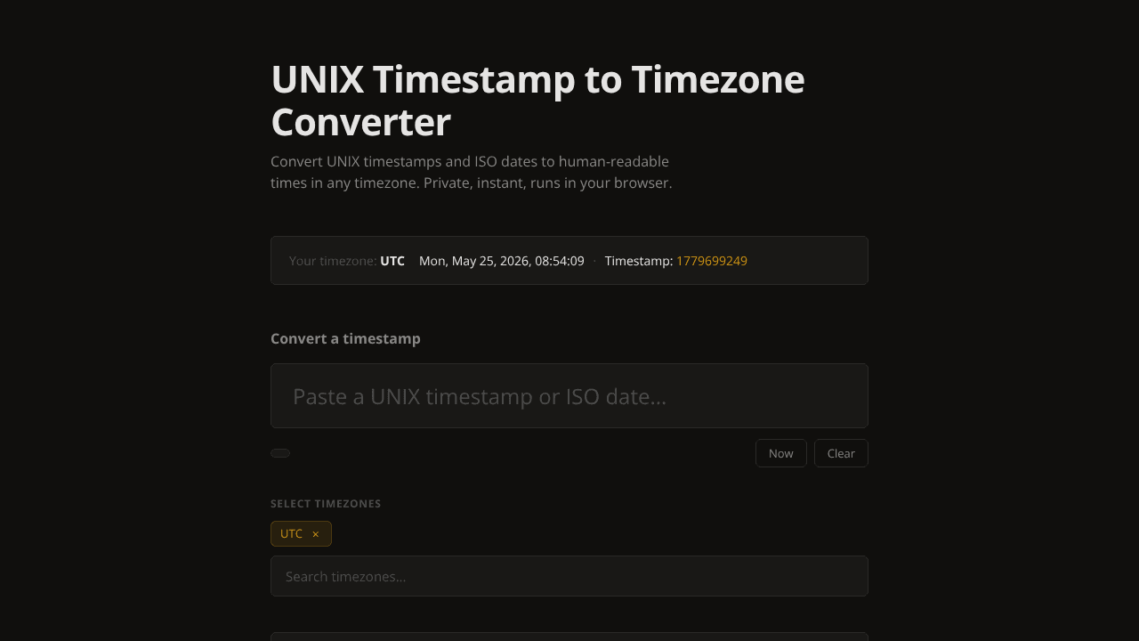 Timestamp to Timezone
