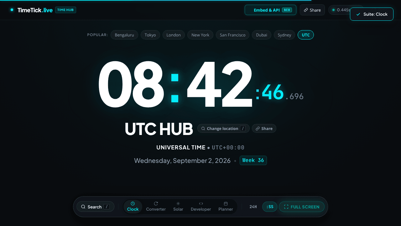 TimeTick.live — Modern Atomic Clock