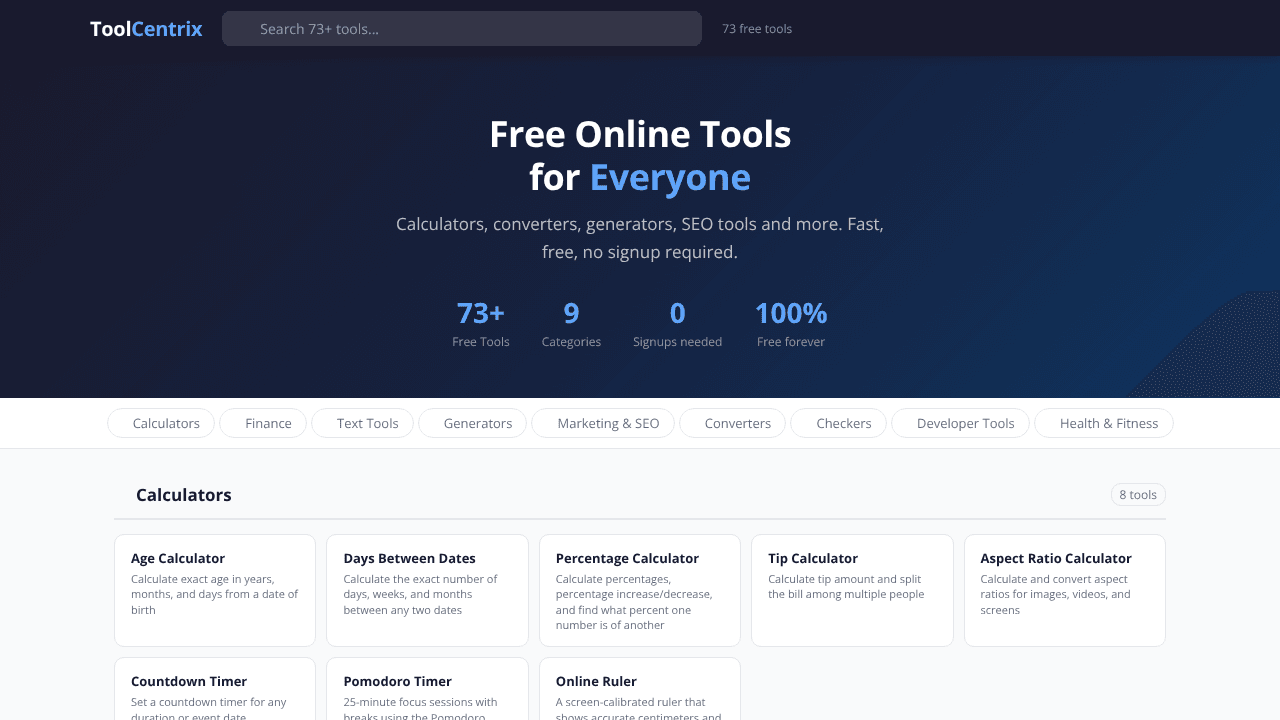 ToolCentrix — Free Online Tools
