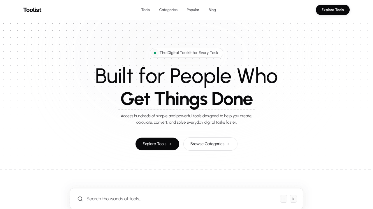 Toolist — Free Tools for Everyday Tasks