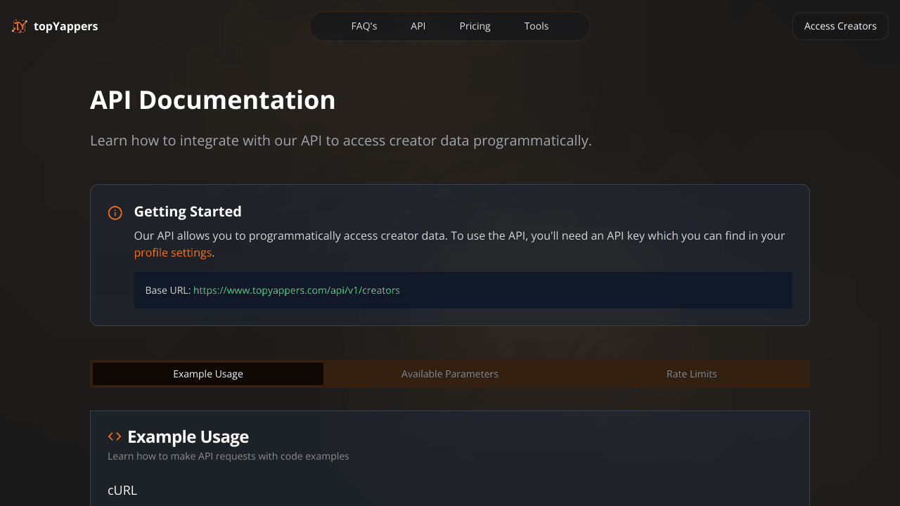 TopYappers - Influencers API