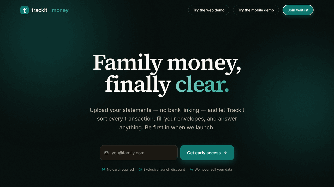 Trackit.Money — Join the waitlist